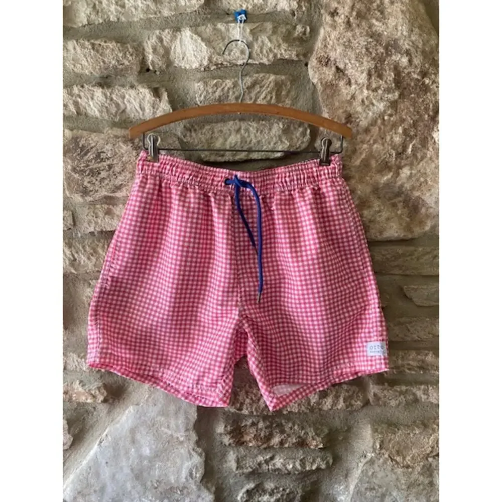 ORTC 2-Piece Short Set - Red & Blue Checkered Swim Shorts - Size L/34